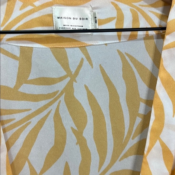 Maison Du Soir Robe Cover Up Yellow Leaf Print Butter Kimono Palm Magnolia Luxe - Picture 2 of 10